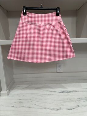 Pink Lily small Pink Gingham A-Line Skort. Like new